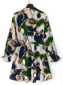 SHEIN Clasi 大尺寸鏈條印花長袖連身裙 - 彩色 - 查看 2