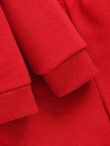 SHEIN Baby Boys' Letter Print Round Neck Sweater And Pants Two Piece Set - Burgundy - View 5