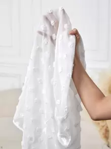 SHEIN Maternity Sheer Mesh Perspective Long Sleeve Shirt - White - View 6