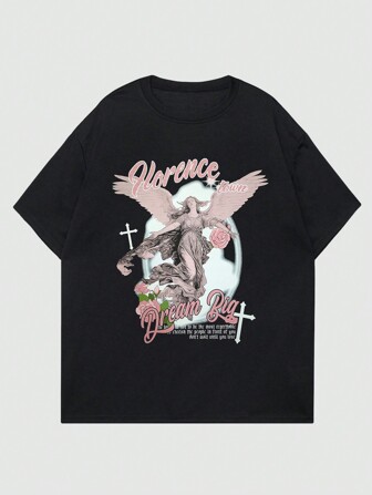 Street Life Camiseta De Hombre De Manga Corta Con Estampado De Slogan