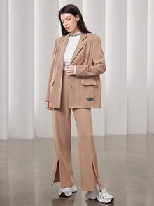 Mulvari 女士長袖字母印花立領t恤 - 白色 - 查看 5