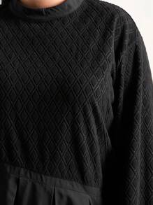 Mulvari 大尺寸純色長袖連身裙 - 黑色 - 查看 6