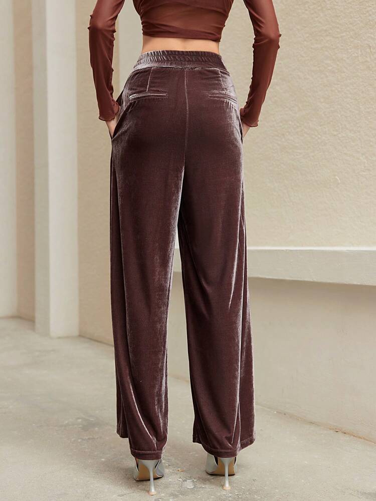 Elastic Waist Velvet Trousers