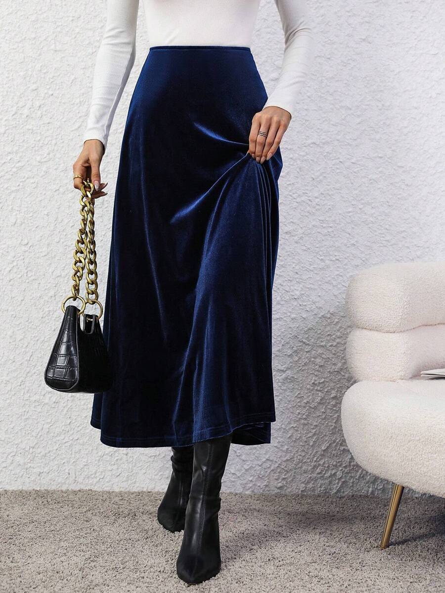 SHEIN Clasi Của phụ nữ Nhung Váy Với Dây kéo sau - Nhiều màu - Xem 1