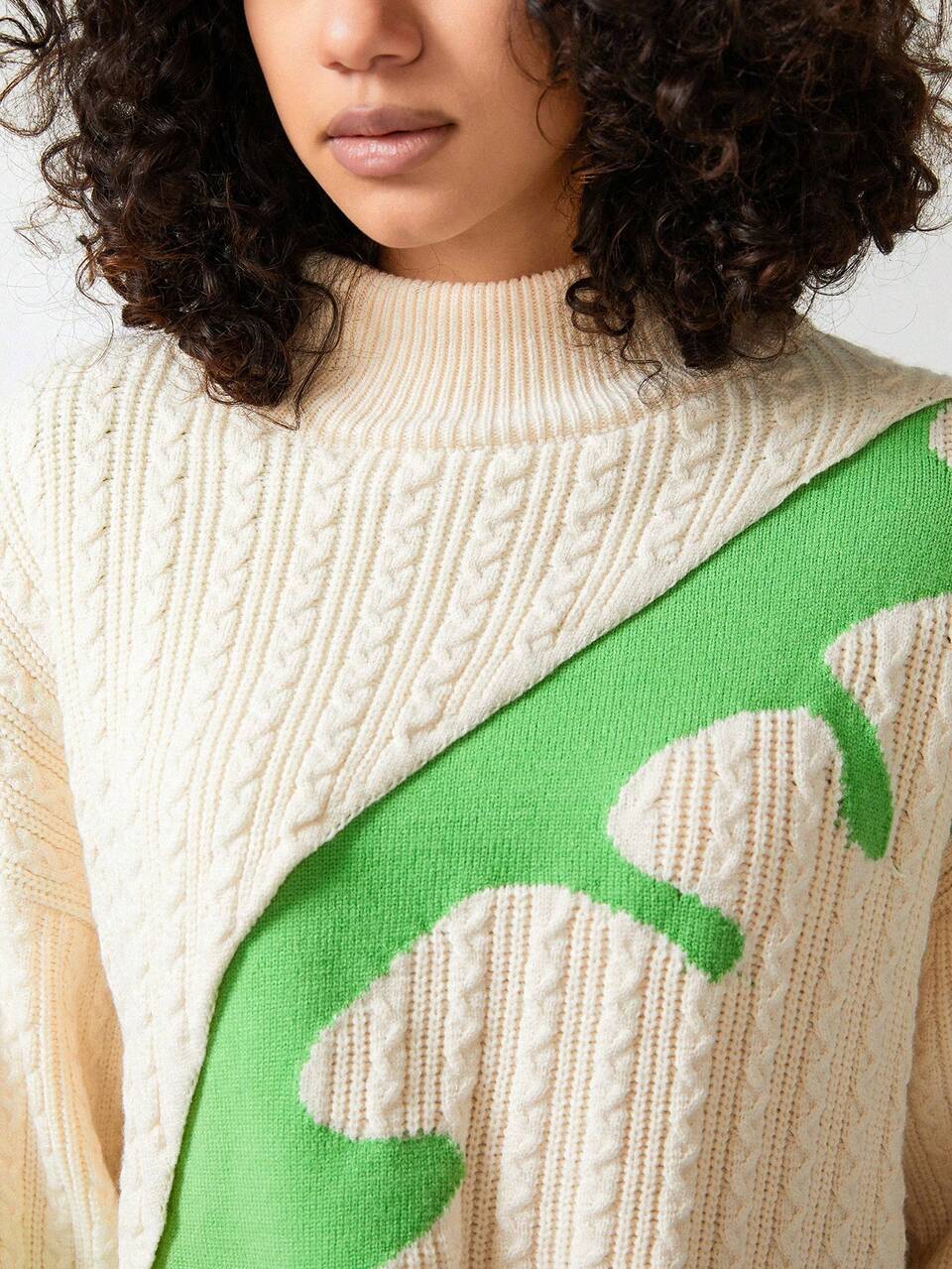 Designer Women Contrast Color Stand Collar Drop Shoulder Sweater Jumper, For Holiday, Vacation, Festival, Ibiza Fits