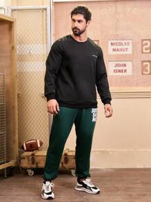 Gym Rark Men'S Letter Printed Raglan Sleeve Sports Sweatshirt Men Sweatshirt - Black - View 5