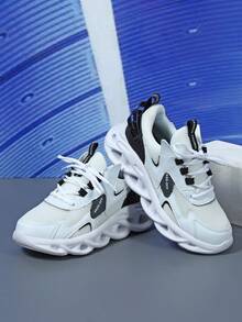 男士運動、舒適、戶外、休閒步行鞋,具有緩震楔形跟和多樣化時尚設計 - 白色 - 查看 3