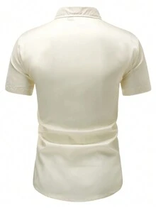 Manfinity Homme Men'S Solid Color Short Sleeve Shirt - Apricot - View 2