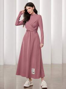 Mulvari Thư được vá Tay áo dài Đầm - Bụi hồng - Xem 1