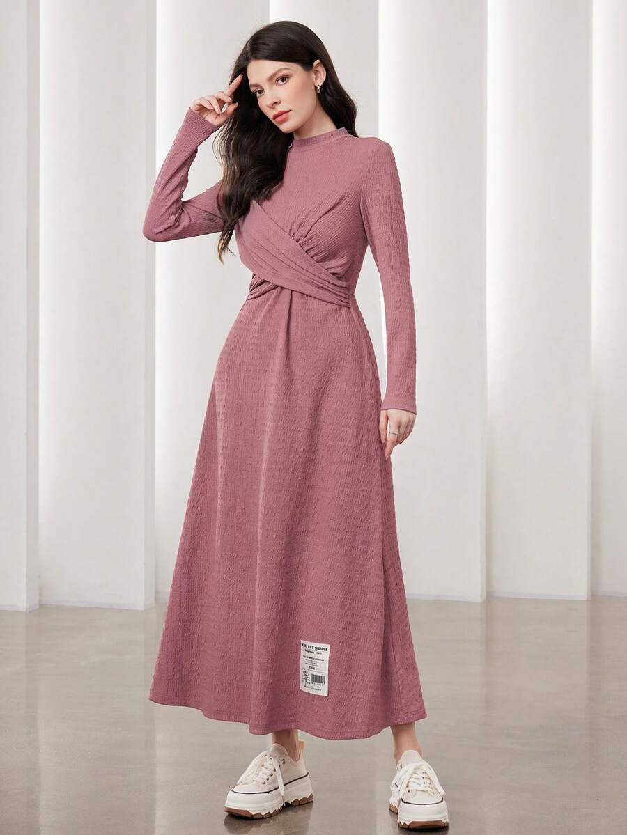 Mulvari Thư được vá Tay áo dài Đầm - Bụi hồng - Xem 1