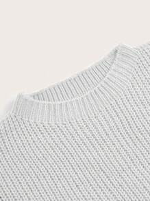 SHEIN Essnce Solid Color Long Sleeve Sweater - White - View 3