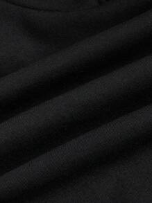 男士口號印花帽t恤 - 黑色 - 查看 6