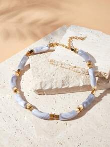 SHEIN VCAY 亞克力ccb珠短頸鍊 - 灰色 - 查看 1