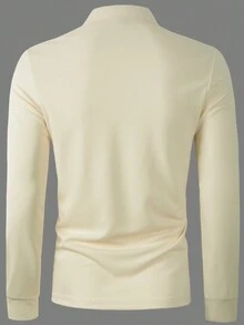 Manfinity Nam Khóa kéo một phần tư Áo polo - Màu be - Xem 2