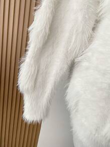 SHEIN Qutie Plus Size Button Up Fuzzy Cardigan - White - View 6