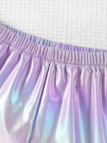 Sparklyn 少女2入組高亮塗層布料無袖短背心和短褲套裝,夏季 - 彩色 - 查看 5