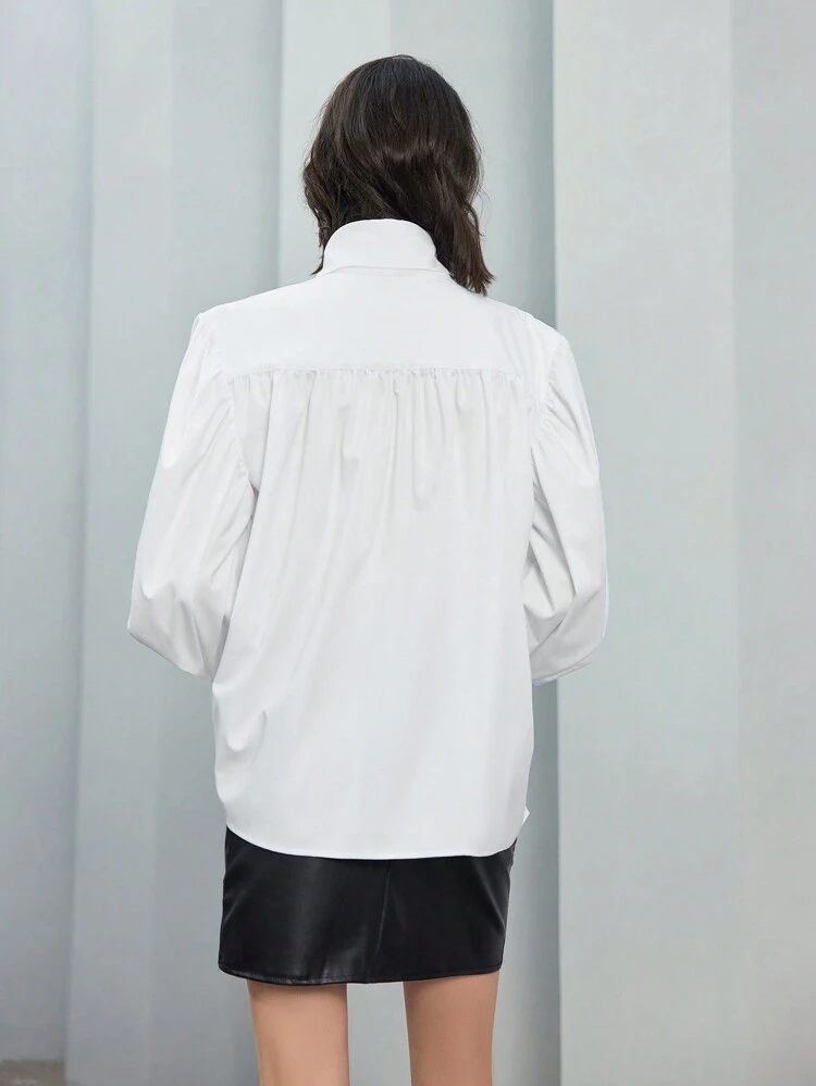 Knot Collar Long Sleeve Shirt