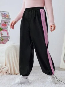 SHEIN EZwear 女款大尺寸抽繩側條紋慢跑褲 - 彩色 - 查看 1