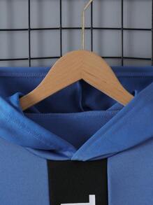 Tween 男孩字母印花運動衫和緊身褲兩件套 - 藍色 - 查看 3