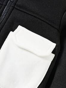 嬰兒男童時尚字母印花連帽上衣和運動長褲套裝,適用於春、秋和冬季 - 黑與白 - 查看 4