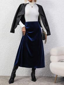 SHEIN Clasi Của phụ nữ Nhung Váy Với Dây kéo sau - Nhiều màu - Xem 4