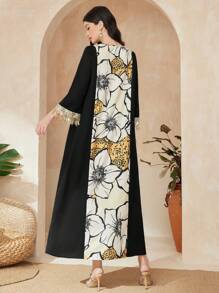 Mulvari 亮片流蘇拼接連衣裙 - 黑色 - 查看 2