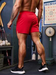 Manfinity Sport Corelite Men'S Letter Print Athletic Shorts Sweat Pants - Red - View 2