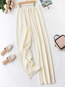 SHEIN Unity Pantaloni Con Coulisse In Vita Tinta Unita - Albicocca - Visualizzare 2
