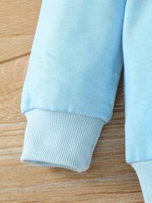 SHEIN Little Girls' Heart Pattern Casual 2-Piece Outfit - Baby Blue - View 4