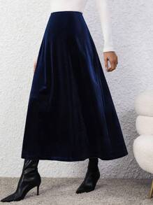 SHEIN Clasi Của phụ nữ Nhung Váy Với Dây kéo sau - Nhiều màu - Xem 6