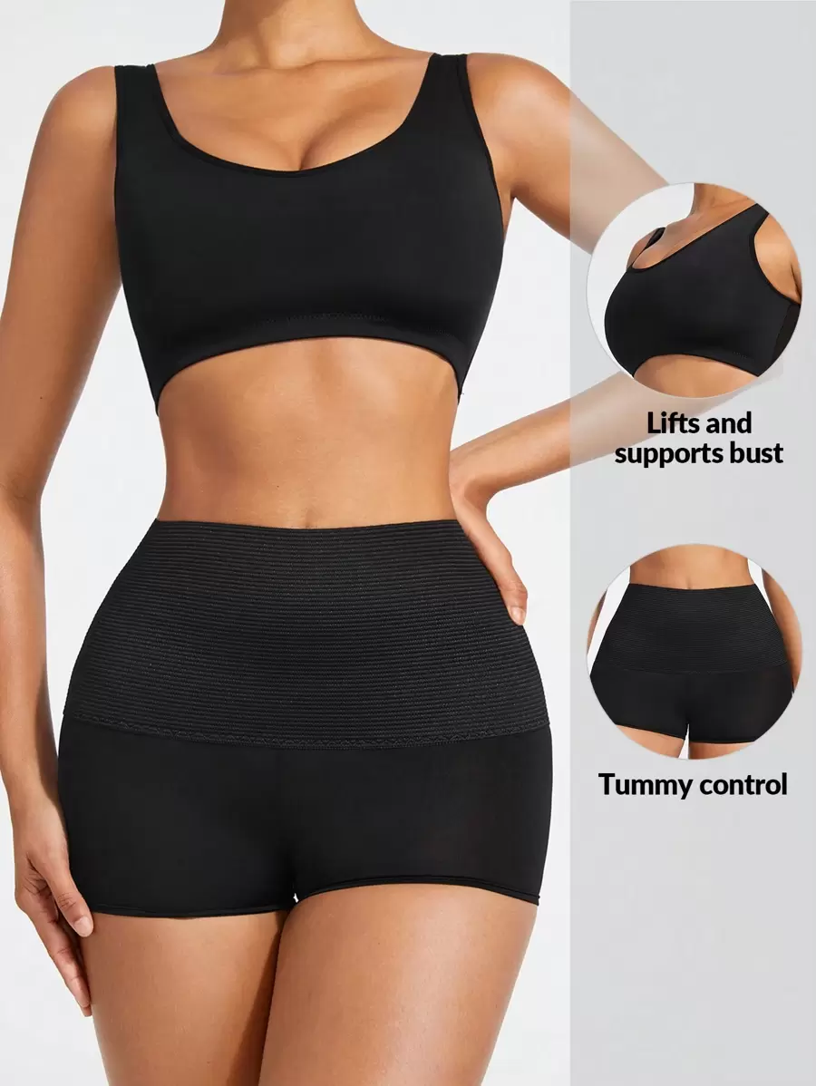 Shapelle Forme Women's Crop Top & Skirt & Body Shaper Set