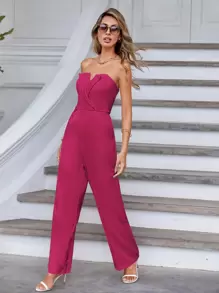 SHEIN Privé Women's Strapless Jumpsuit - Hot Pink - View 6