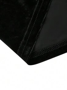 SHEIN LUNE Plus Size Solid Color Off-Shoulder Lantern Sleeve Dress - Black - View 4