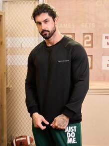 Gym Rark Men'S Letter Printed Raglan Sleeve Sports Sweatshirt Men Sweatshirt - Black - View 1