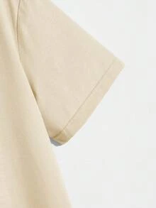 男款印花短袖休閒t恤 - 杏色 - 查看 3