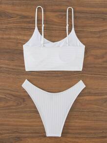 SHEIN Swim Effen kleur hoog uitgesneden bikiniset tweedelige set zomerstrand