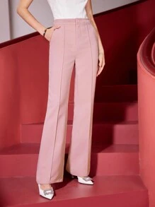 MOTF PREMIUM Chất rắn Túi nghiêng Chân bùng Quần tây - Hồng - Xem 10