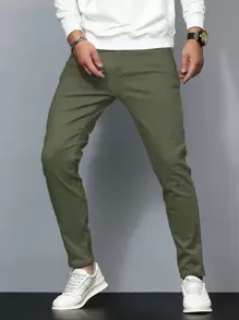 Manfinity Homme Nam Màu thuần Thon gọn Quần jean - xanh quân đội - Xem 6