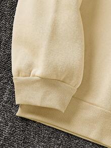 男士標語印花連帽衫 - 杏色 - 查看 5