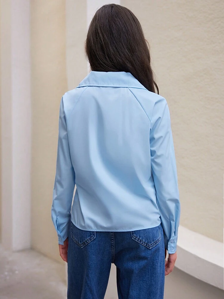 Women'S Solid Color Raglan Sleeve Shirt