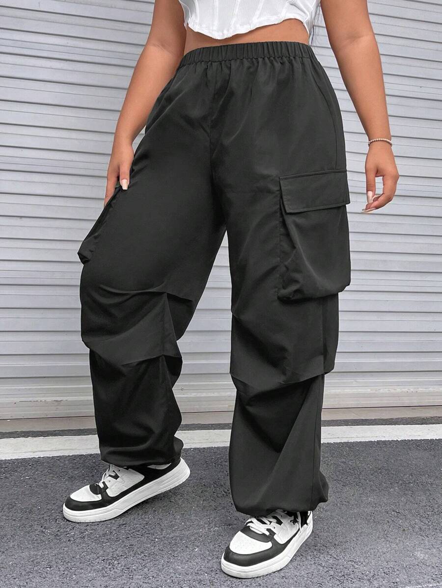 SHEIN EZwear Plus Flap Pocket Side Cargo Pants