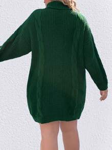 SHEIN LUNE Kích thước lớn Cổ cao Tay áo dài Đầm Áo len ( Không có thắt lưng ) - màu xanh lá - Xem 2