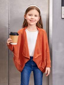 SHEIN 女童優雅寬鬆長袖開襟衫