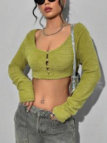 SHEIN Unity Women's Single Breasted Plush Cropped Jacket - Baby Pink - View 5