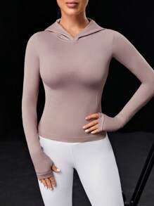 Daily&Casual Áo nỉ thể thao không đường may - Bụi hồng - Xem 4