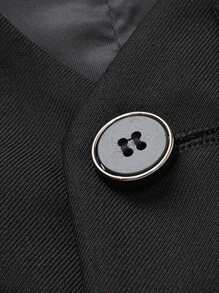 Classic Button-Front Vest For Tween Boys, Perfect For Back-To-School, Formal Occasions In Spring, Autumn And Winter - Black - View 8