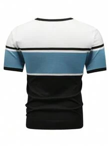 Manfinity Homme Men'S Round Neck Color Block Knitted Top , Vintage , Work , Color Block , Friends - Multicolor - View 2