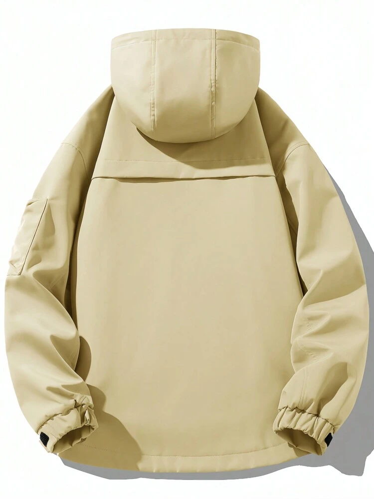 Loose Fit Men's Zipper Front Hooded Jacket