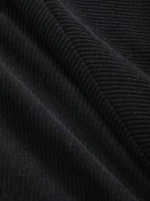 DAZY 女士优雅纯色灯芯绒美人鱼半身裙，秋冬季 - 黑色 - 查看 7