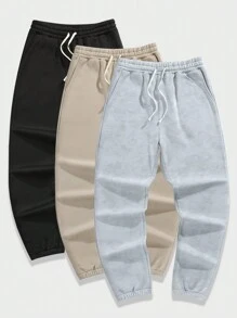 男士鬆身純色束口運動褲 - 彩色 - 查看 2